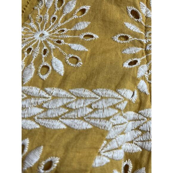 Skies Areโ Blue Mustard Yellow Eyelet Romper M Boho Flutter Sleeve Summer Cute - Picture 13 of 15